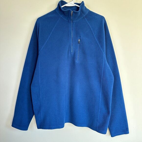 LL Bean Men’s Large 1/4 Zip Pullover Polar Fleece Jacket Sweater #271474 Blue - Picture 1 of 9